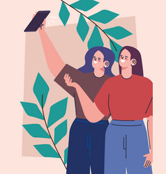 Women Taking A Selfie With Branches