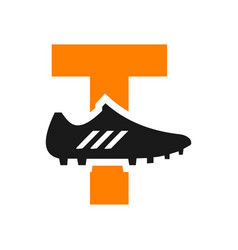 Athlete Running Shoe Logo On Letter T Soccer