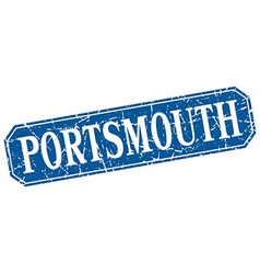 Portsmouth Blue Square Grunge Retro Style Sign