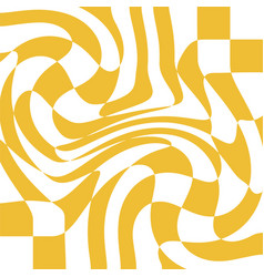 1970 Trippy Grid And Wavy Swirl Pattern In Yellow