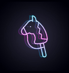 Glowing Neon Line Toy Horse Icon Isolated