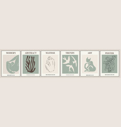 Set Of Abstract Poster In Modern Sage Green Colors