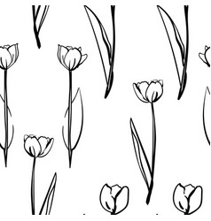 Tulip Flower Seamless Background Repeating Hand