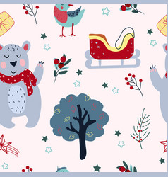 Winter Seamless Pattern With Funny Polar Bear