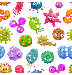 Cartoon Funny Viruses Microbes Germs Pattern