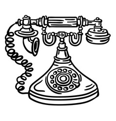 Hand Drawn Classic Rotary Phone Front Outline