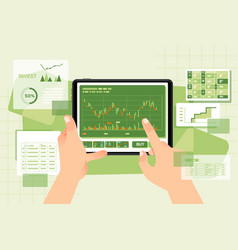 Hands Holding A Tablet With Financial Chart Graph