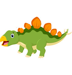 Happy Stegosaurus Dinosaur Cartoon Isolated On Whi