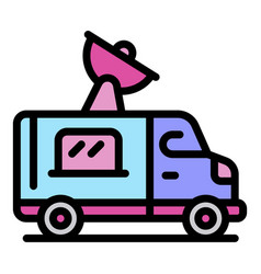 Tv Satellite Truck Icon Color Outline