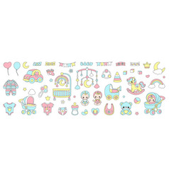 Baby Care Icon Set For Newborn Girls And Boys