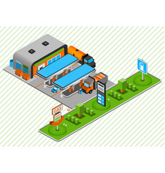 Gas Diesel Fuel Station Isometric Composition