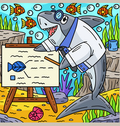 Professor Shark Colored Cartoon