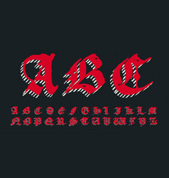 Alphabet In Blackletter Style Logo With Grunge