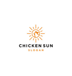 Chicken And Sun Logo Icon Fast Food Rooster Logo