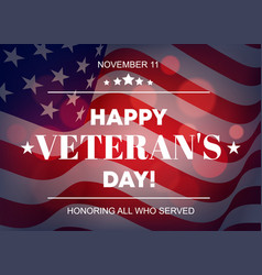 Happy Veteran Day Greeting Card Usa Flag