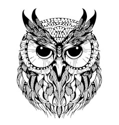 Owl Bird Face Sketch Hand Drawn In Doodle Style