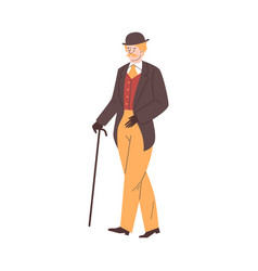 Victorian In Suit And Hat With Walking