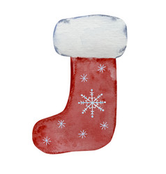 Watercolor Christmas Stocking With Snowflakes