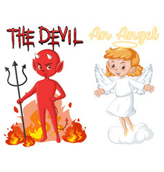 Devil And Angel Cartoon Character On White