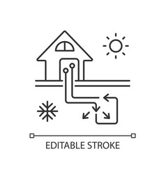 Geothermal Heating And Cooling System Linear Icon