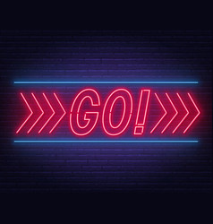 Go Neon Sign On Brick Wall Background