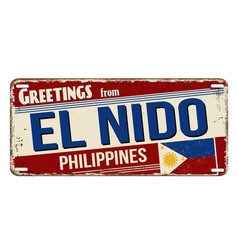 Greetings From El Nido Vintage Rusty Metal Sign