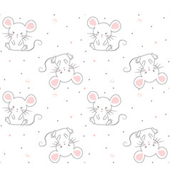 Hand Drawn Cute Rat Or Mouse Seamless Pattern