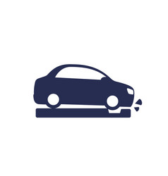 Pothole Icon With A Car On White