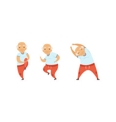 Senior Man With Grey Hair Doing Physical Exercises