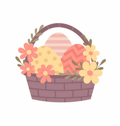 Wicker Basket With Easter Eggs