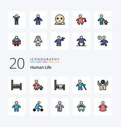 20 Human Line Filled Color Icon Pack Like Hands