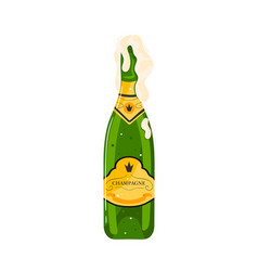 Green Champagne Bottle Popping With Foam