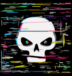 White Glitch Hacker Skull