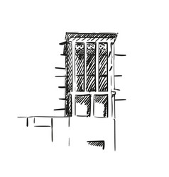 Wind Catcher Tower Hand Drawn Sketch Of