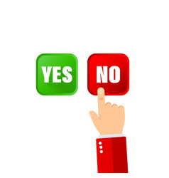 Yes No Button And Pointing Hand Icon Flat