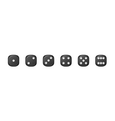 3d Realistic Black Game Dice Icon Set