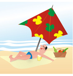 Man Under Beach Parasol