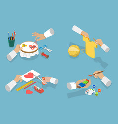 3d Isometric Flat Set Of Craft Handmade