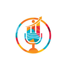 Financial Podcast Mic Logo Design