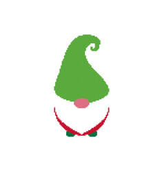 Gnome Icon In Pixel Art Style Christmas