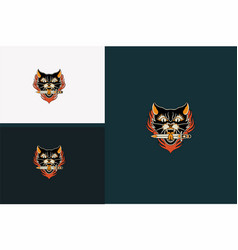 Head Of Black Cat And Knife Flat Design