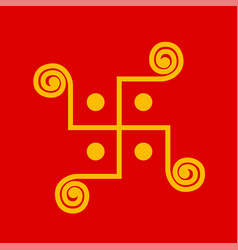 Hinduism Holy Symbol Haldi Swastik On Red Kumkum