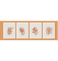 Botanical Wall Art Set Earth Tone Background