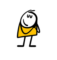 Cute Stickman With Eyes Closed Gently Pressed