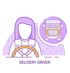 Truck Driver Woman Icon Line Art