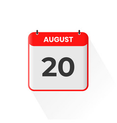 20th August Calendar Icon August 20 Calendar Date