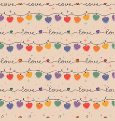 Heart Shape Rainbow Garland And Word Love