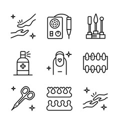 Nail Service Outline Icons Set Manicure Gel