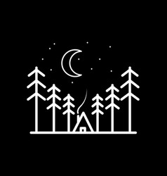 Pine Tree Night Logo Design Icon