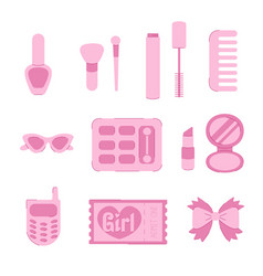 Set Of Cosmetics And Accessories In Barbie Style